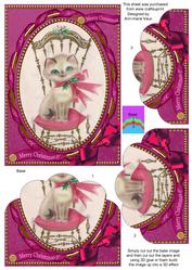 Christmas Cat One Edge Scallop Bottom 7x5inch Stacker