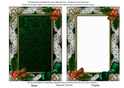 Red Poinsettia Holly Ornate 7x5in Plain Card Front and Frame