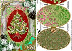 Elegant Christmas Tree Snow A5 Locket Card Front
