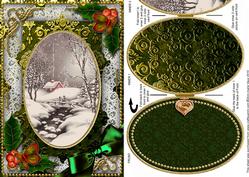 Winter Snow Scene Holly Christmas A5 Locket Card Front