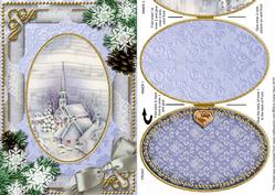 Blue Church Snow Christmas A5 Locket Card Front