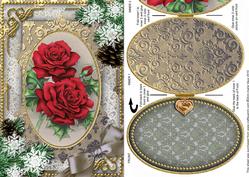 Christmas Roses Snow A5 Locket Card Front