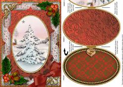 Snowy Christmas Tree Holly A5 Locket Card Front