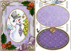 Snowman Holly Christmas A5 Locket Card Front