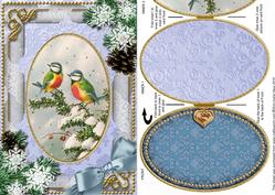 Christmas Blue Tits Snow A5 Locket Card Front