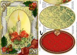 Christmas Candle Holly A5 Locket Card Front