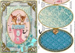 Cute Reindeers A5 Locket Card Front