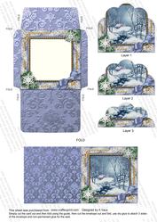 Blue Winter Walk Snow Mini Card Envelope Scallop Stack Aio