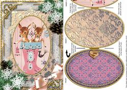 Cute Reindeer Snow A5 Locket Card Front