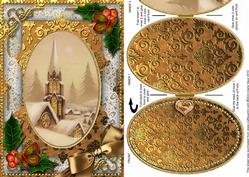Gold Steeple Holly A5 Locket Card Front