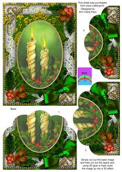 Christmas Candle Duo Holly Scallop Bottom 7x5inch Stacker