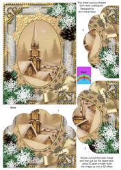 Christmas Steeple Snow Scallop Bottom 7x5inch Stacker