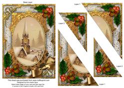 Christmas Steeple Holly 7x5inch Triangle Duo Corner Stacker