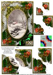 Winter Walk Holly 7x5inch Scalloped Duo Corner Stacker