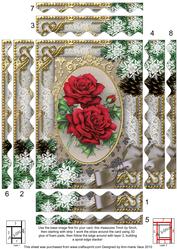Christmas Roses Snow 7x5in Spiral Wavy Edge Stacker