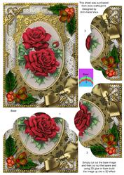 Christmas Roses Holly Scallop Bottom 7x5inch Stacker
