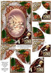 Snowy Village Holly 7x5inch All 4 Corner Stacker