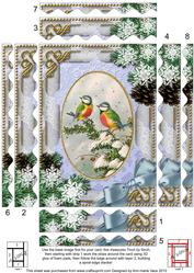 Christmas Blue Tits Snow 7x5in Spiral Wavy Edge Stacker