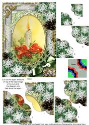 Traditional Candle Snow 7x5inch Scalloped Duo Corner Stacker