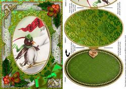 Ski Penguin Holly A5 Locket Card Front
