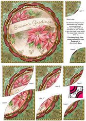 Pink Poinsettia Gold 6 Inch Duo Corner Stack Card Front