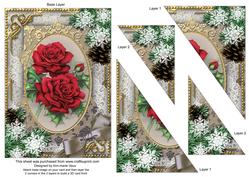Christmas Roses Snow 7x5inch Triangle Duo Corner Stacker