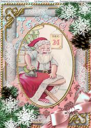 Santa Getting Ready Snow A4 Picture Sheet