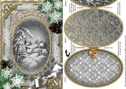 Winter Snow Village A5 Locket Card Front