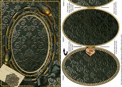 Black Damask Plain A5 Locket Card Front