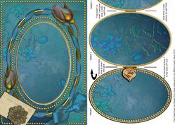 Blue Floral Vine Plain A5 Locket Card Front