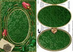Green Damask Plain A5 Locket Card Front