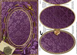 Deep Purple Damask Plain A5 Locket Card Front