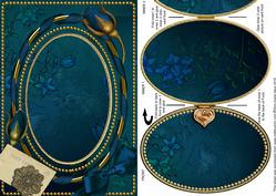 Navy Blue Vines Plain A5 Locket Card Front
