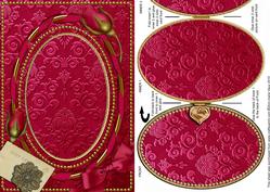 Cerise Damask Plain A5 Locket Card Front