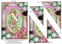 Christmas Stocking Snow 7x5inch Triangle Duo Corner Stacker