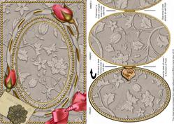 Grey Floral Vines Rose A5 Locket Card Front