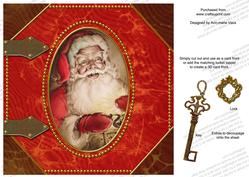 Father Christmas 8in Sq Locket Book Base Card Topper
