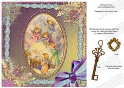 Guardian Angels Ice 8in Sq Locket Book Base Card Topper