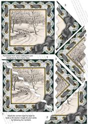 Winter Etching 5in Scallop Triangle Corner Stacker