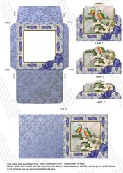 Christmas Blue Tits Card Set Scallop Bottom Stacker Aio