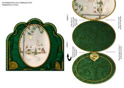 Winter Pub Ornate Scalloped Picture and Locket