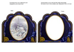 Blue Church Ornate Scalloped Card Front and Frame
