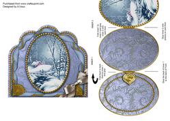 Blue Winter Walk Ornate Scalloped Picture and Locket