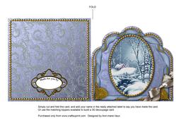 Blue Winter Walk Ornate Scalloped Folded Card