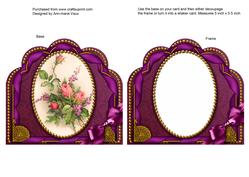 Rose Bouquet Ornate Scalloped Card Front and Frame