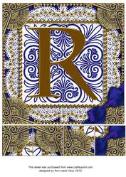 Vintage Blue R Monogram 8inch Picture Sheet