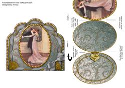 Dancing Couple Ornate Scalloped Picture and Locket
