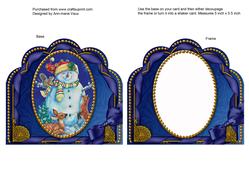 Snowman Ornate Scalloped Card Front and Frame