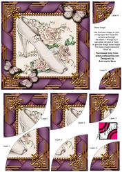 Wedding Shoe Ribbon 6 Inch Duo Corner Stacker Card Front