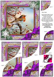 Robin Purple Snow 6in Duo Corner Stack Card Front